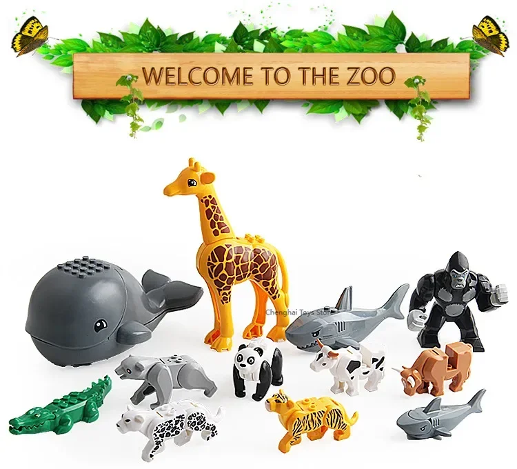 12 Wildlife Park Small Particle Building Blocks, Crocodile Building Blocks, Children's Puzzle Assembly DIY Early Education Toys