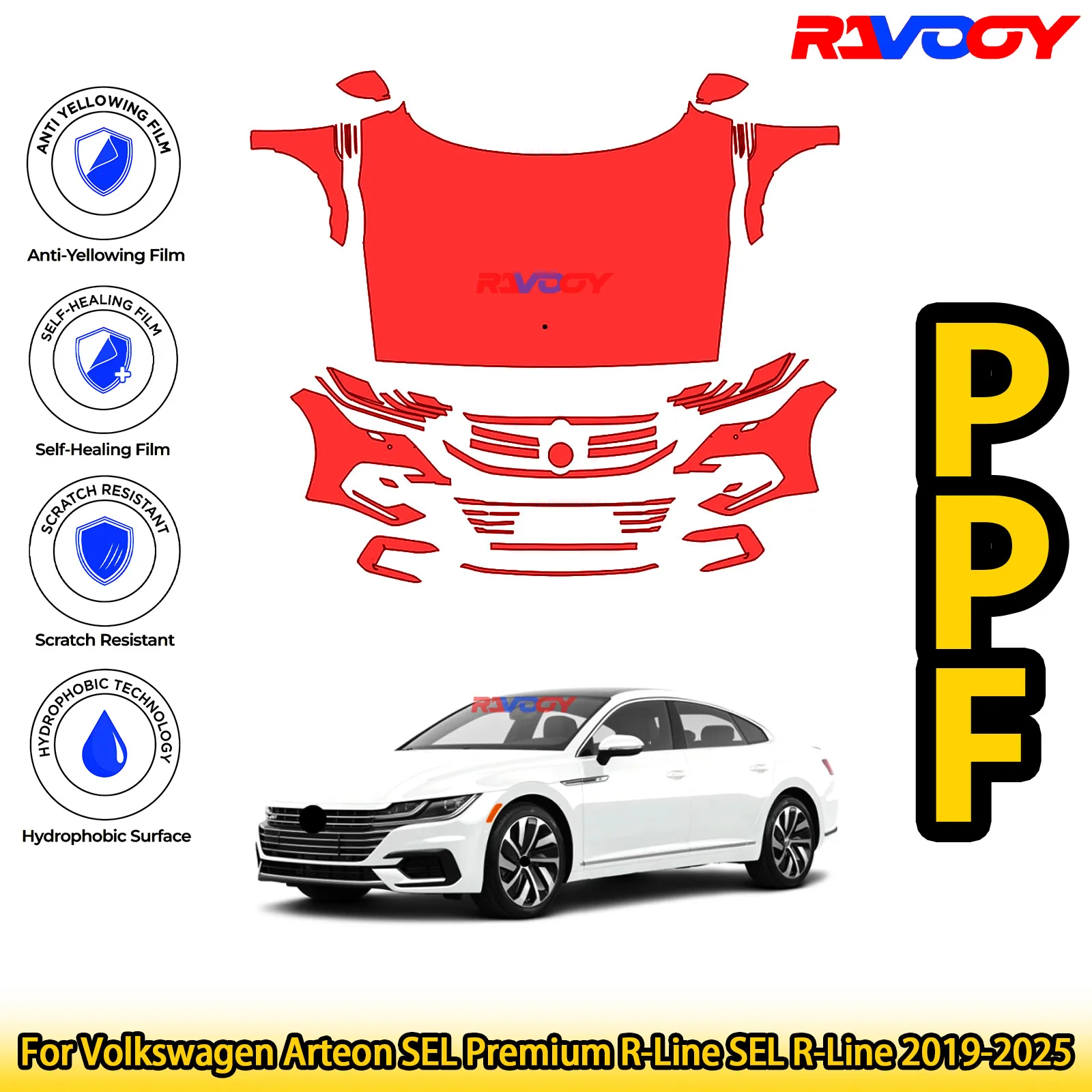 

For Volkswagen Arteon SEL Premium R-Line SEL R-Line 2019-2025 Glossy Matte Black Precut front PPF Kit Paint Protection Film