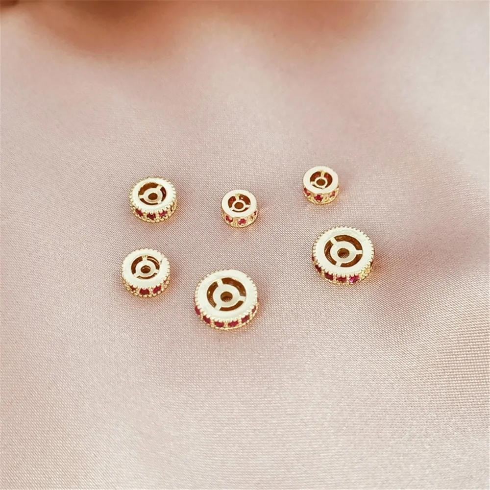 Accessories 14K Gold-plated Colored Zirconium Wheel Spacers Loose Beads Gaskets Handcrafted DIY Decorative Materials