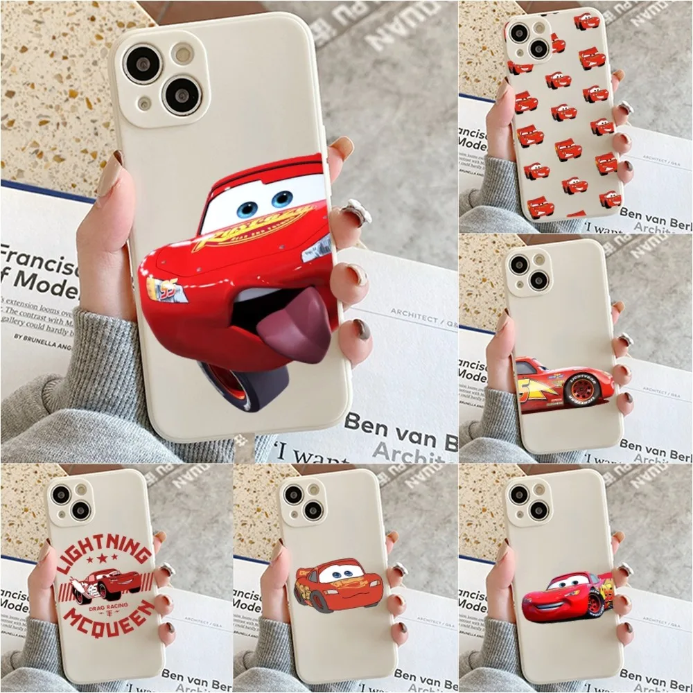 Cars_L-Lightning_M-McQueen Phone Case For Iphone 11 13 14 Pro Max X Xr Xs Max Se2020 12mini White Cover Case