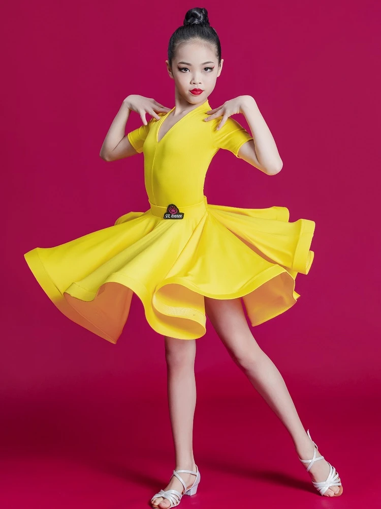 

Girl Latin Dance Dress Ballroom Children Dance Costume Salsa Black Red Kids Tango Dresses Dancing Stage Performance Clothing