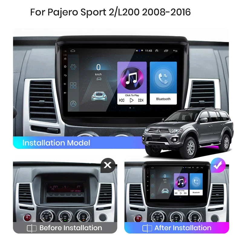 

Android 13 radio For Mitsubishi Pajero Sport 2 L200 Triton 2008 - 2016 Car stereo Multimedia Video Player carplay Auto GPS Navi