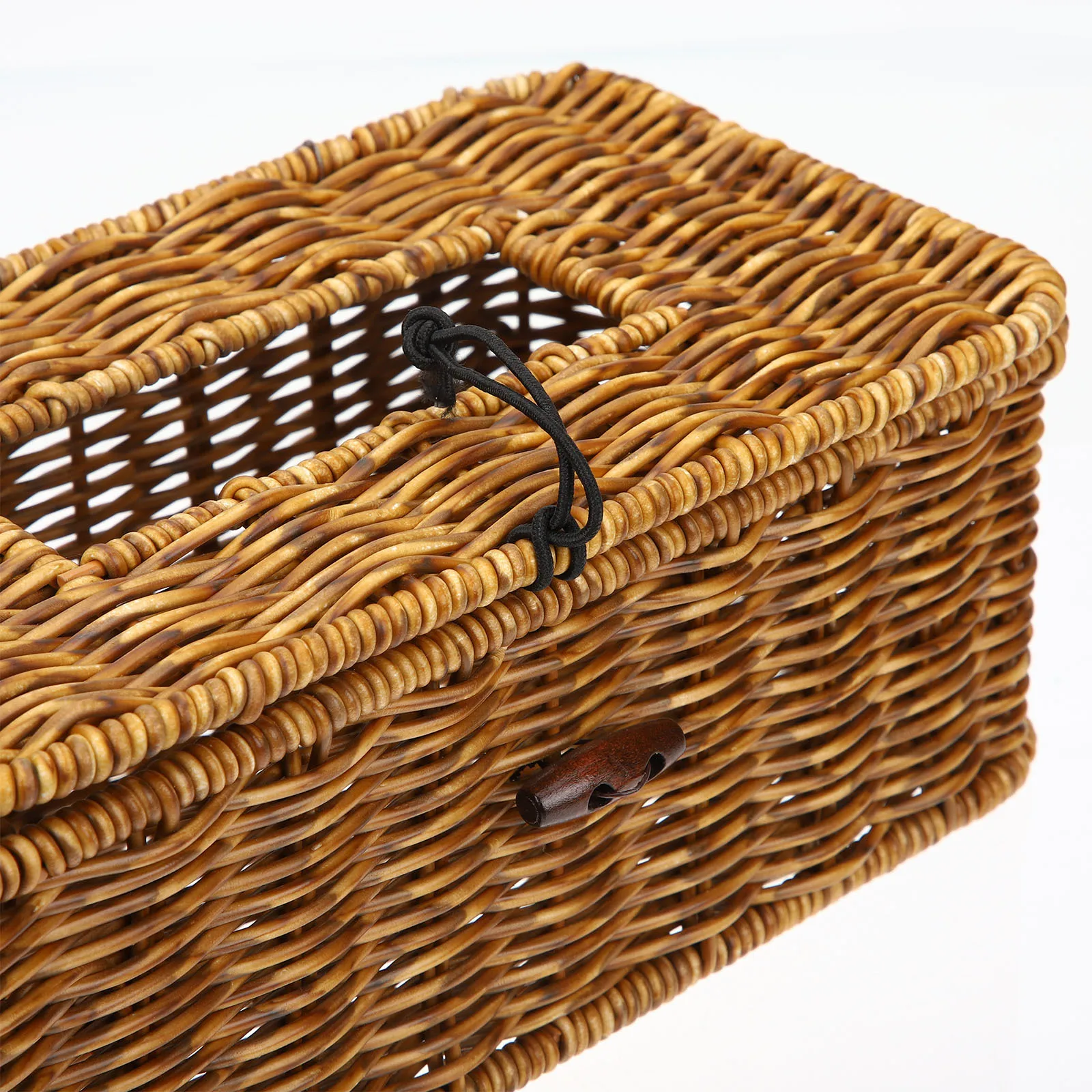 

Multifunctional Tissue Box Imitation Rattan Woven Design Desktop Organizer For Bathroom Bedroom Office Car Use Tissue