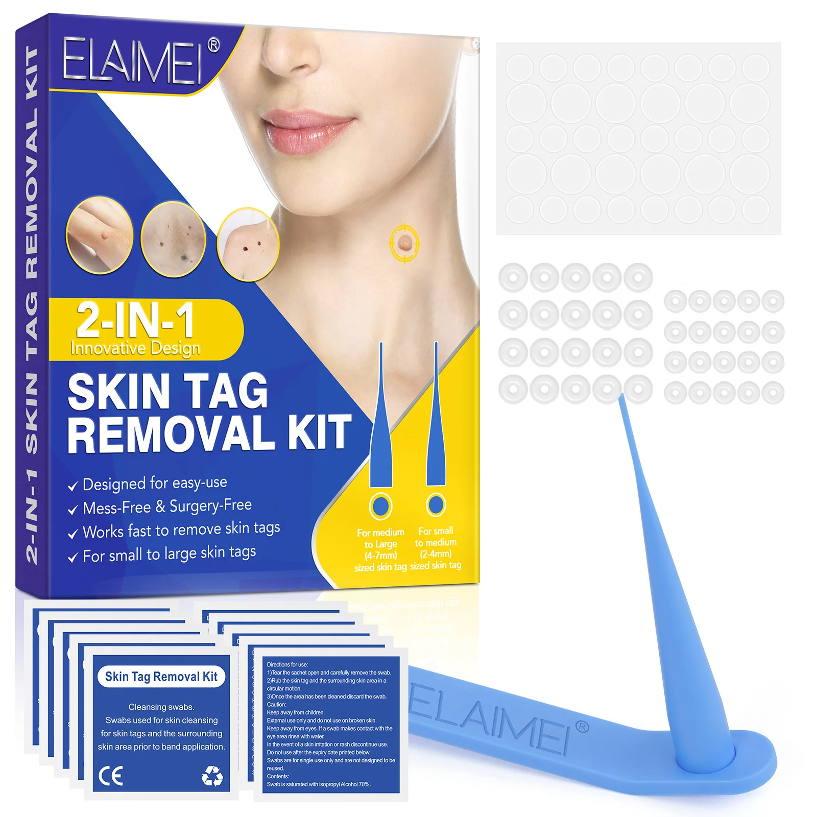 Herramientas de cuidado de etiquetas de piel corporal Unisex, Kit de eliminación de verrugas 2 en 1, lunares de carne, verrugas, acné, carne, topo, bote facial, Kit de eliminación rápida
