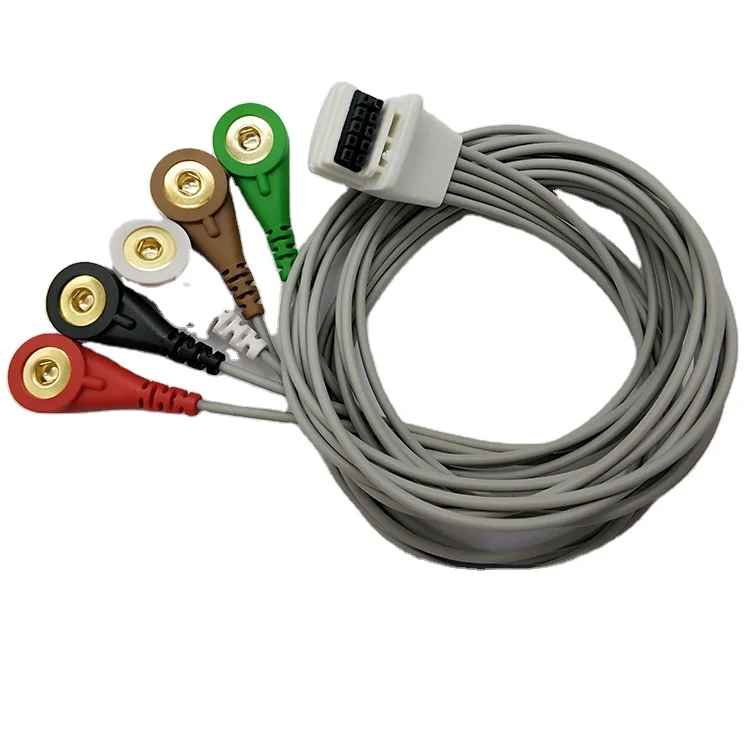 Kabel Holter AHA 5 Lead 10 Pin Snap Mortara H3 ec g berkualitas tinggi