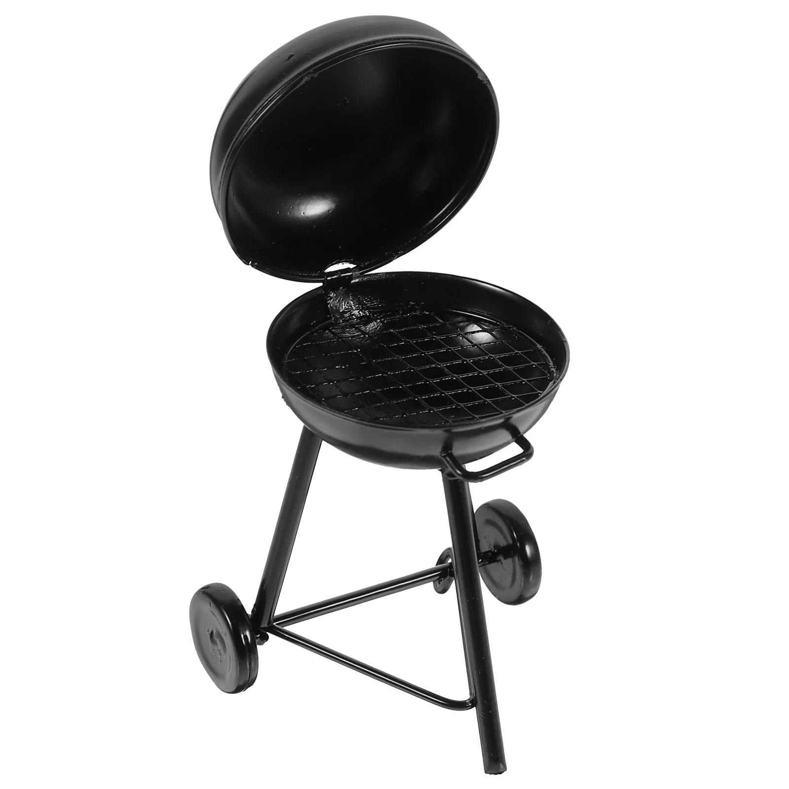 House Mini Outdoor Barbecue Grill Ornaments Simulation Oven Miniature Kitchen Props Model (round) Bbq Rack Furniture Small