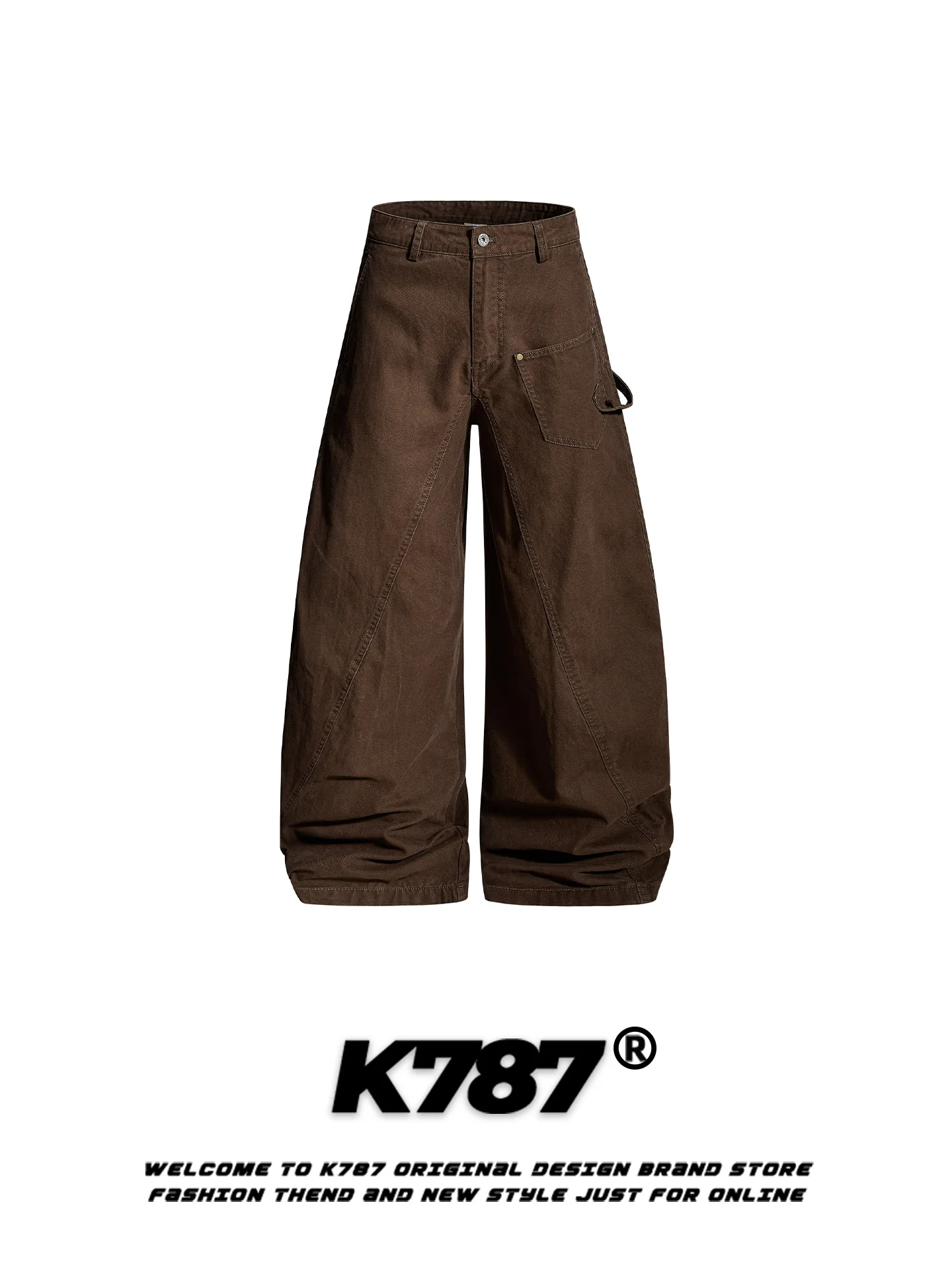 

K787 American Retro Deconstructed Knife Casual Pants Men Loose Slimming Drapey Street Old Fashioned Wide Leg Pants
