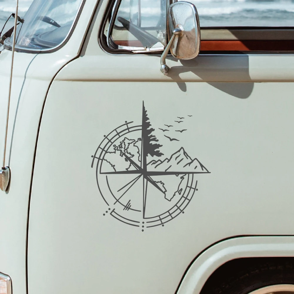 เข็มทิศและ Bards รถตู้สติกเกอร์ติดรถยนต์เข็มทิศคาราวาน RV แคมป์ปิ้งตกแต่งสติกเกอร์ไวนิลอุปกรณ์เสริม tunning