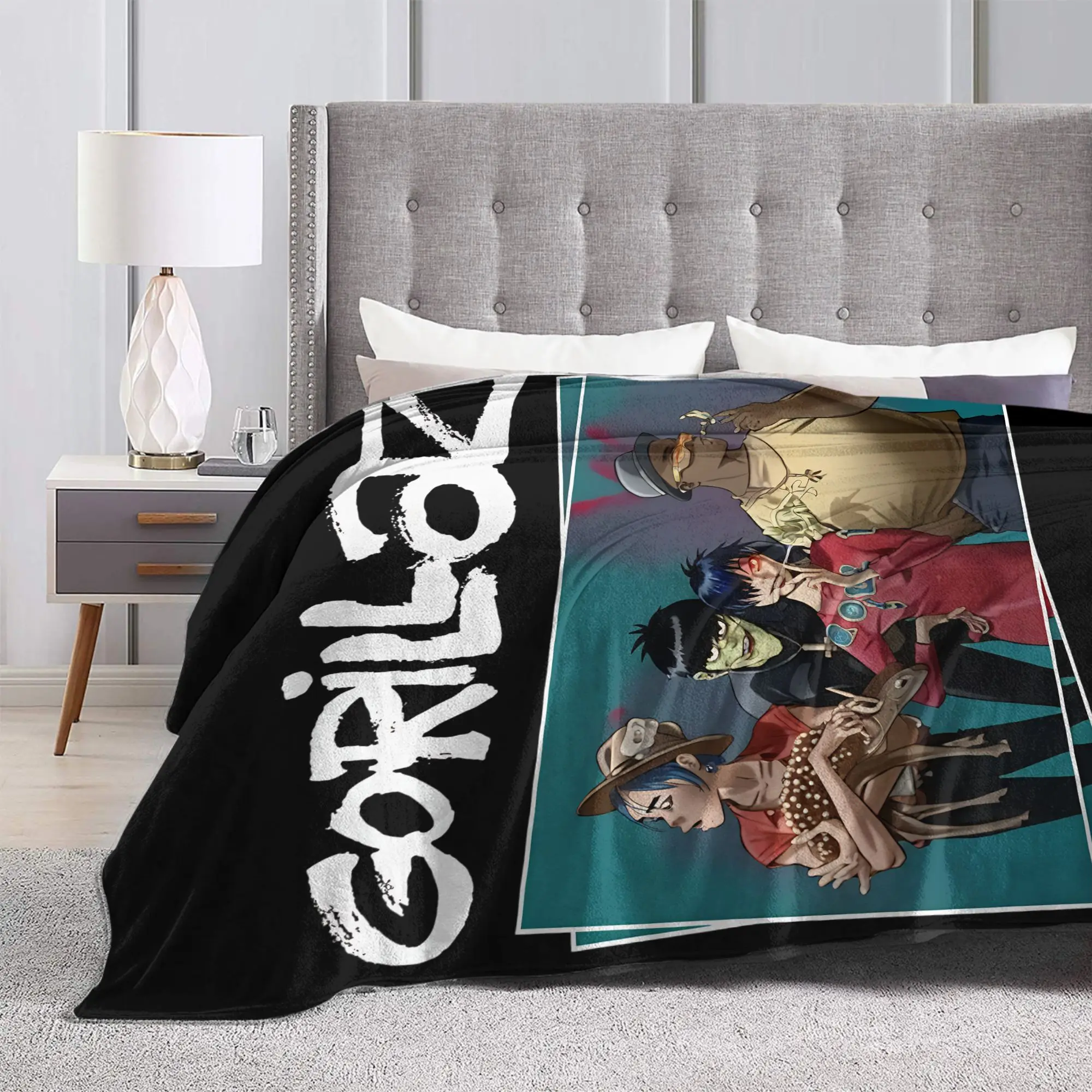 Punk Band Gorillaz Dekens Fleece Zomer Airconditioning Multifunctioneel Super Warm Gooi Dekens voor Beddengoed Autotijt Stuk