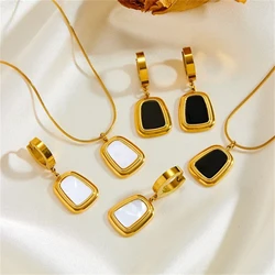 316L Stainless Steel Vintage Style Natural Seashells Trapezoid Charm Chain Necklaces Earrings Fashion High Jewelry Party Gifts