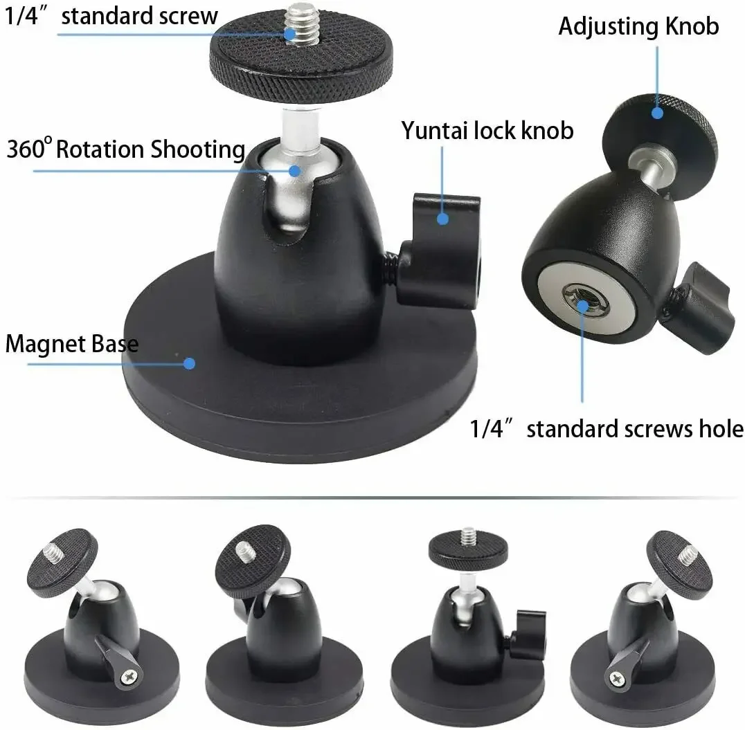 Magnetic Camera Mount Thread 360 degrees Stand for Photographic Light Travel tripods