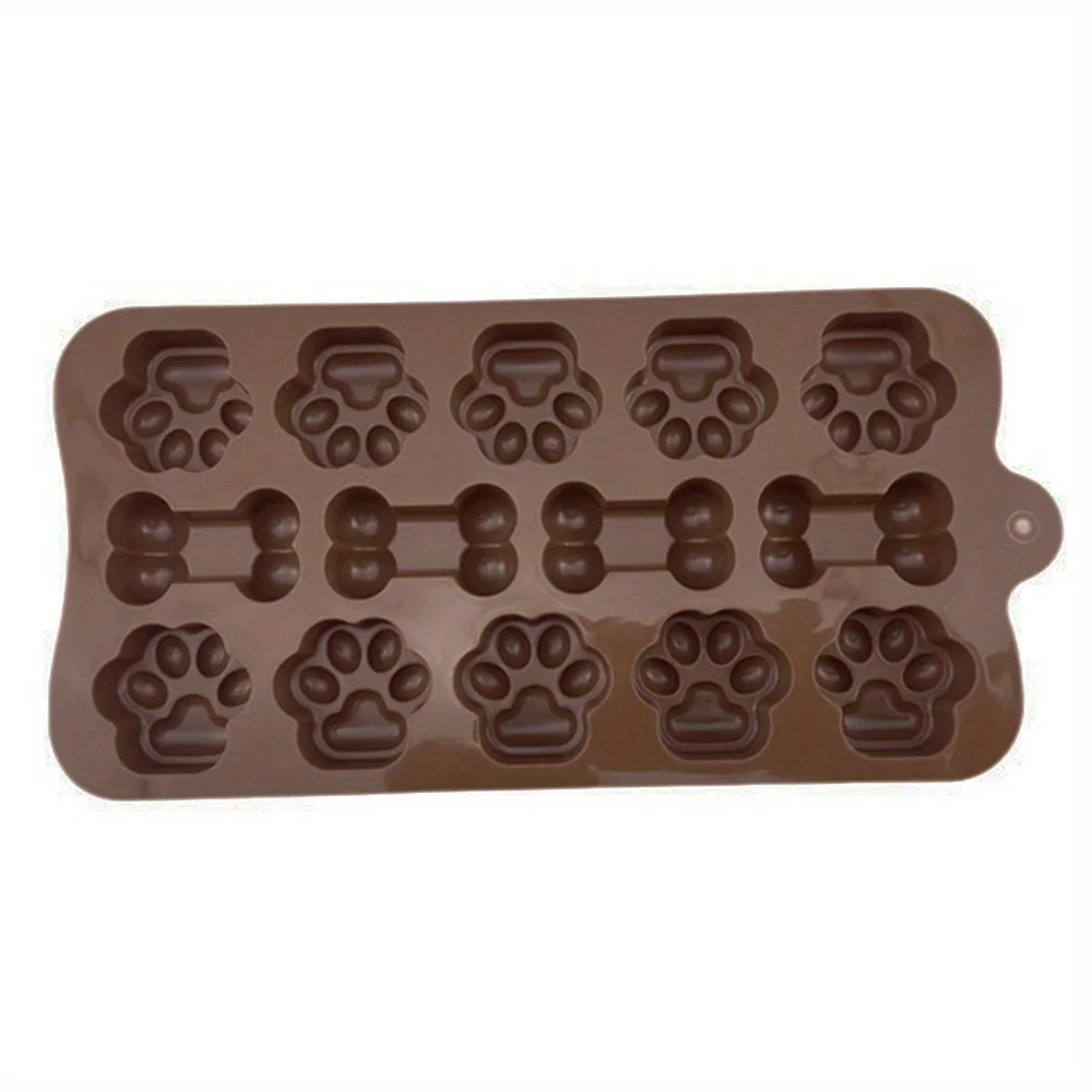 1pc Dog Food Silicone Mold 14 -grid Dog Bone Cat Paw Chocolate Mold Cake Baking Tool Ice Tray Pudding Jelly Mold view 4