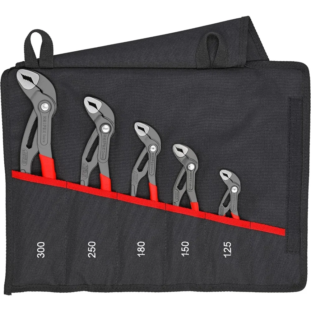 5 Pc Pliers Cobra Set In Tool Roll, Black