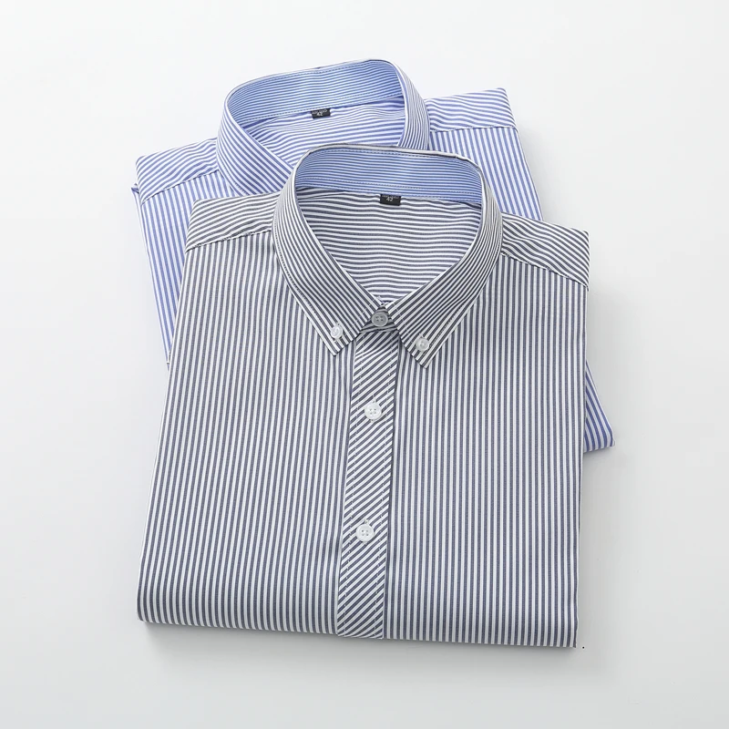

Men's Vertical Striped Standing Collar Shirt Business Casual Long Sleeve Polyester Fiber Spring Commute Slim Fit Shirt
