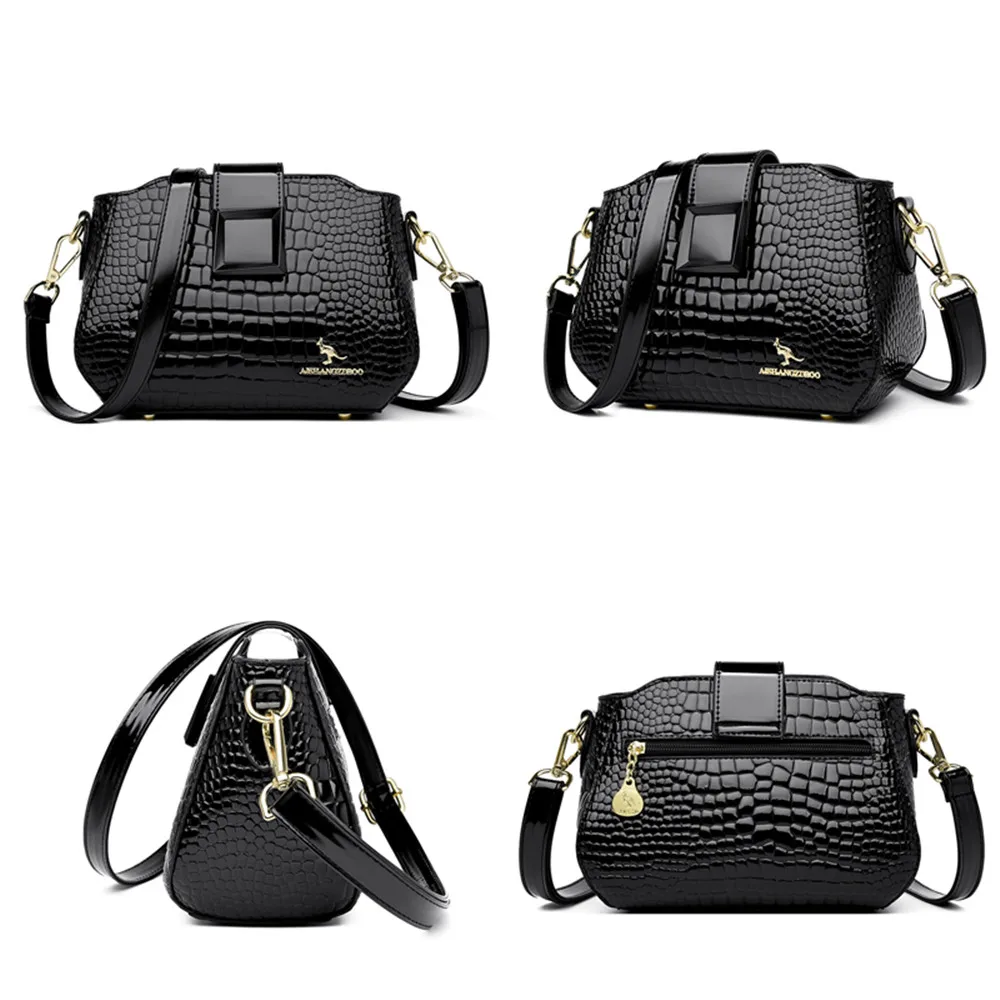 Quality Alligator Leather Crossbody Bag for Women Luxury Brand Handbag and Purses Designer Female Shoulder Messenger Tote Sac