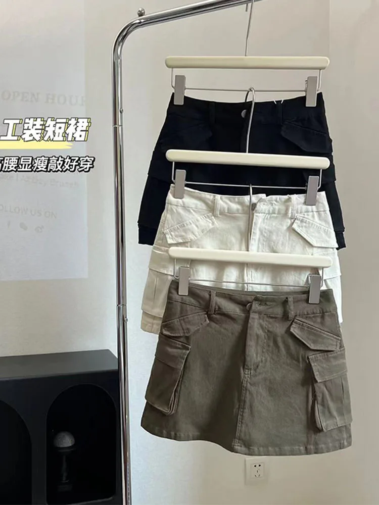 

American Retro Cargo Skirt Women Mini Short Bottoms High Waist Sexy Girl Grunge A-Line Skirt Thin Clothes Fashion Korean Style