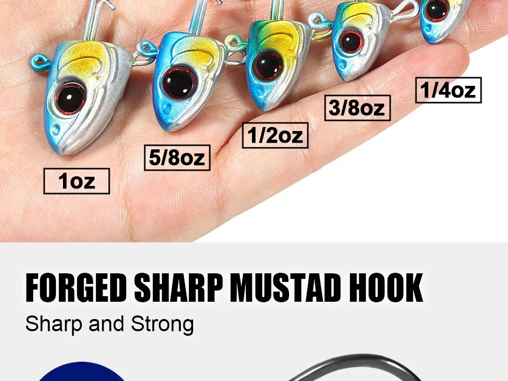 Spinpoler 7g/10g/14g/20g/30g Swimbait Jigkopf mit Weitem Gap und Langem Schaft, Widerhaken in Fischform, Jighaken für Süß- und Salzwasser-Angeln – Detail 7