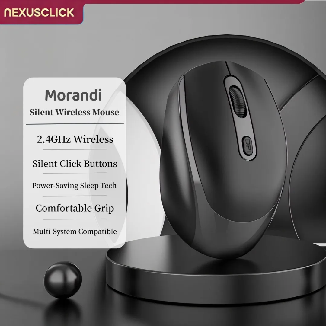 NexusClick Bluetooth Wireless Office Mouse,Battery Powered Silent Mouse 1600DPI Optical Gaming Mice for PC Laptop Computer MacOS