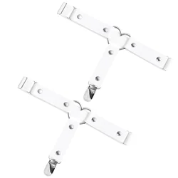 2pcs Garters Punk Loving Heart Handmade Simple Punk Hip-Hop Leg Ring (White)