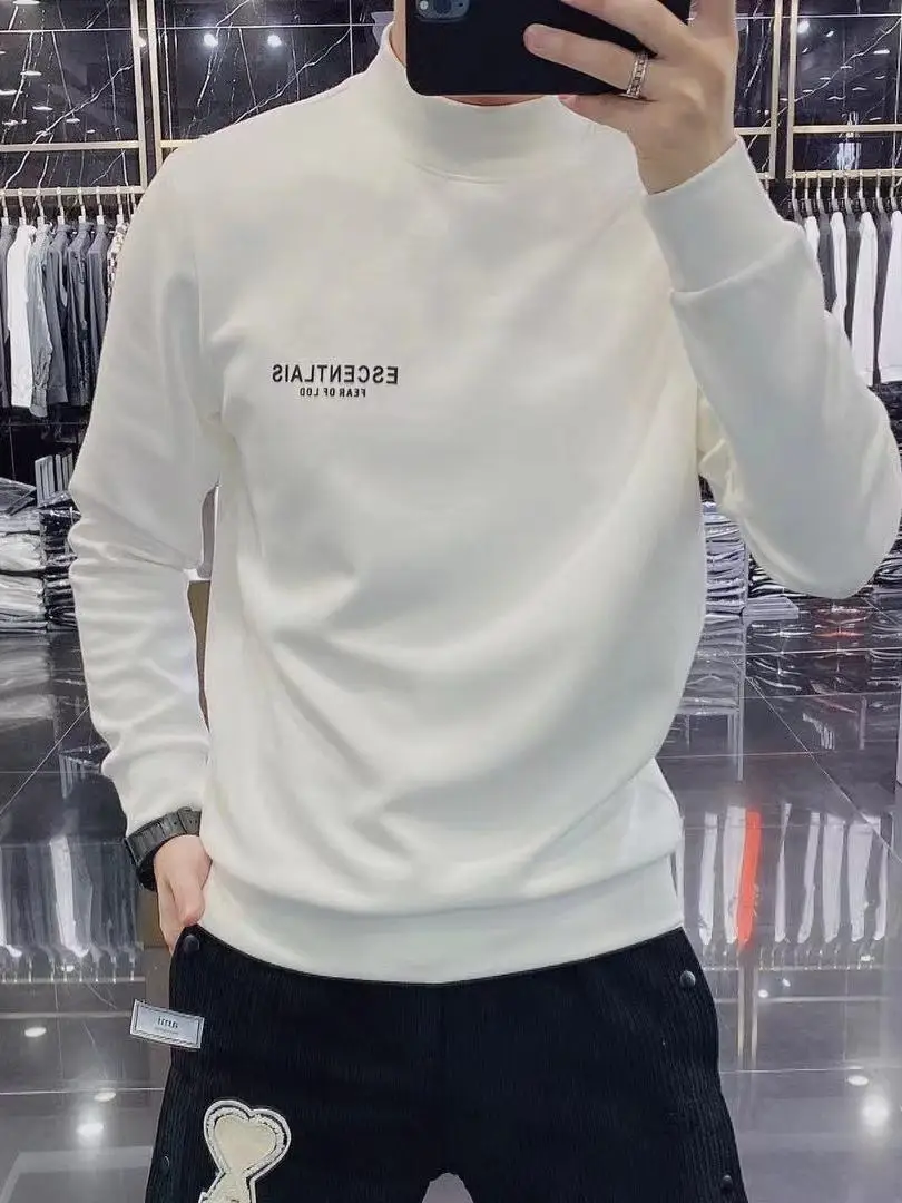 

Thiened Letter Print Long Sve Sweatirt f High Collar Hoodie Youth Men's Faionable Autumn Winter Warm Base irt