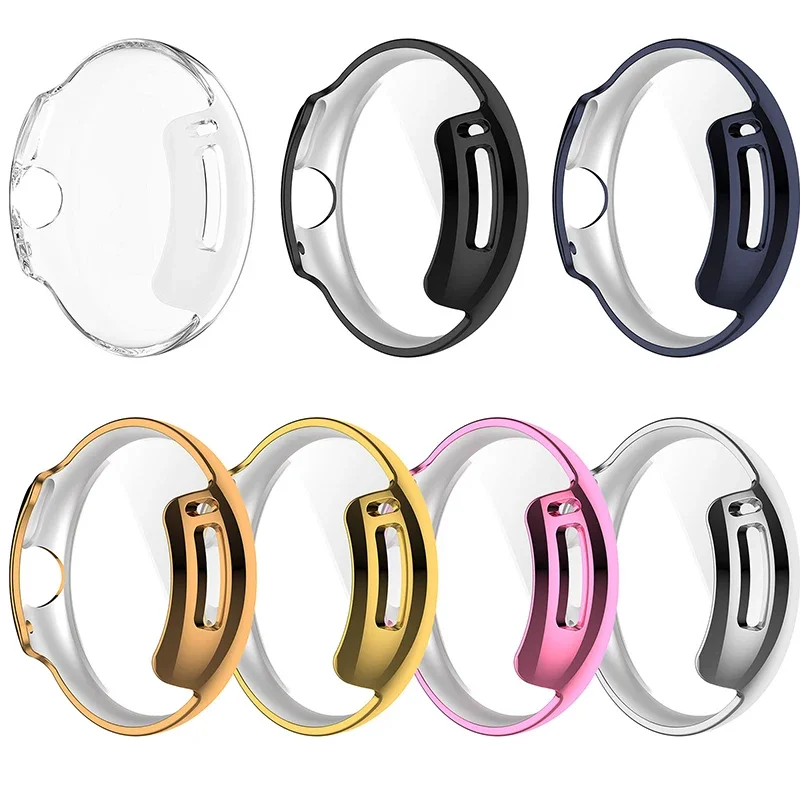 Plating Class Case for Google Pixel Watch 3 2 1 Tempered Glass Full Coverage Screen Protector Smart Watch Shell for Pixel Watch