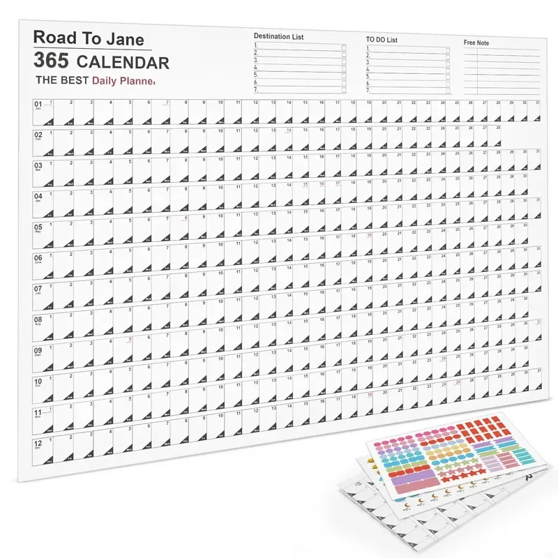 365 Days Schedule 2024 Calendar Yearly Planner Wall Hanging Memo Pad To Do List Agenda Organizer Check List Home Office