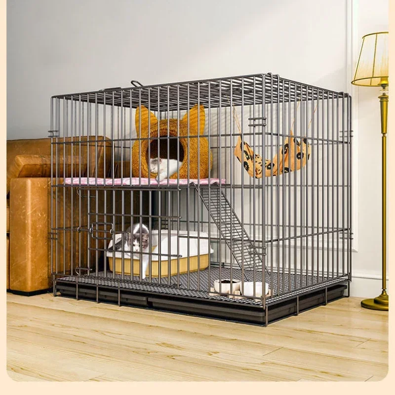 2 Tier Indoor Cat Cage DIY Pet Playpen Detachable Metal Kennel Cat House Encryption Net Kitten Cage Large Extra Exercise Place