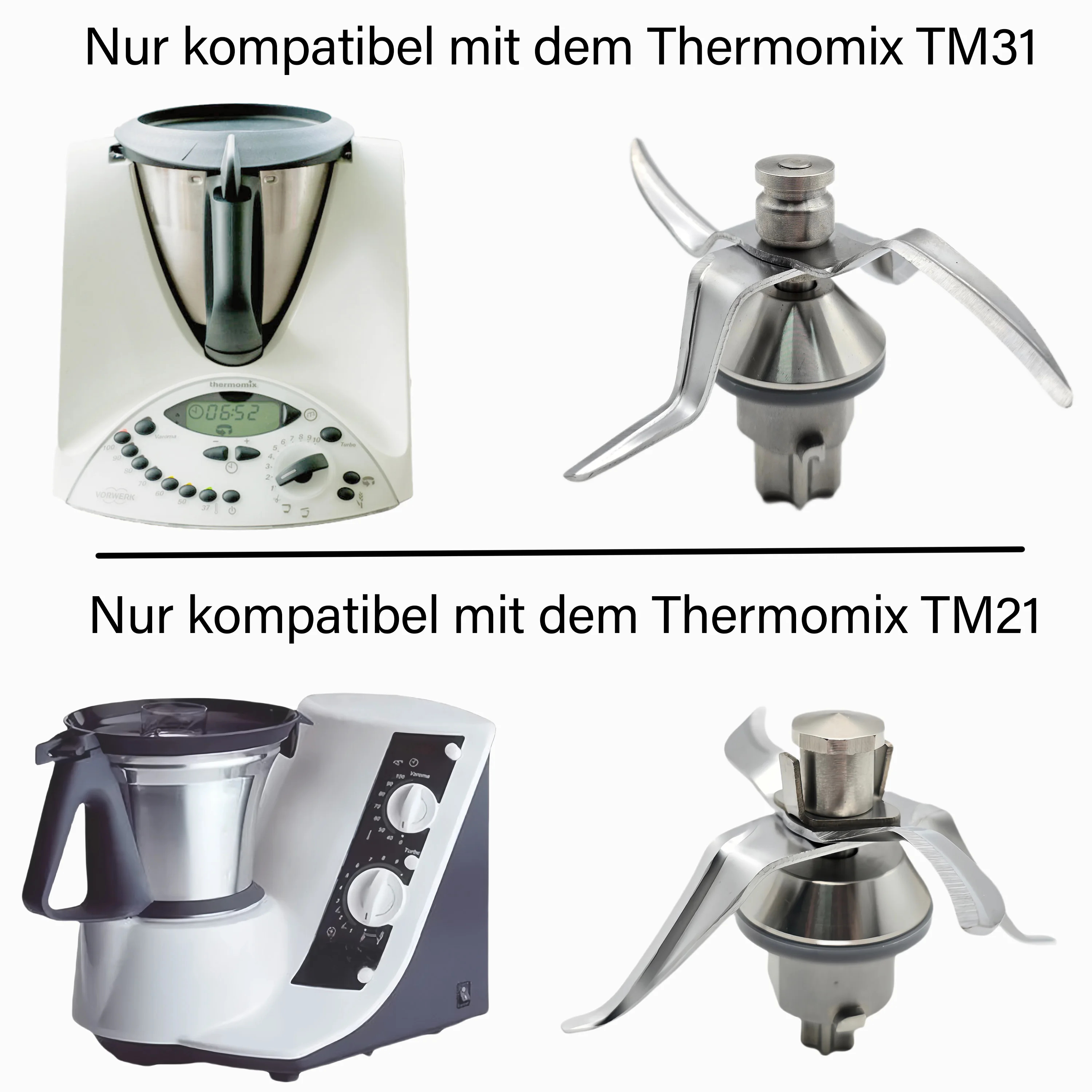 Cuchilla de 4 licuadoras para Vorwerk Thermomix TM31 TM21, cuchillo de procesador de alimentos de acero inoxidable duradero, pieza de llave de cocinero para mezclador de cocina