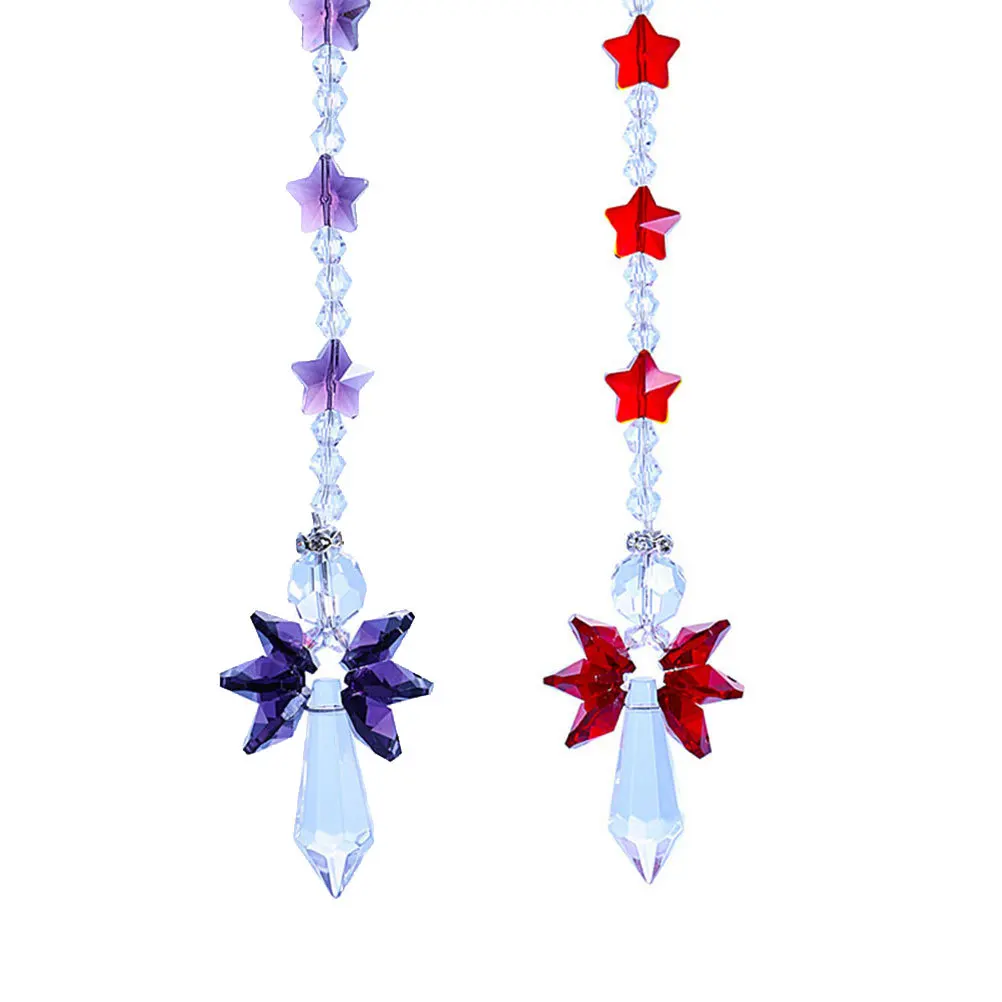 

Purple Crystal Star Pendant Hanging Light Portable Decor for Indoor Window Door Wall Garden Wedding Party Costume Car Interior