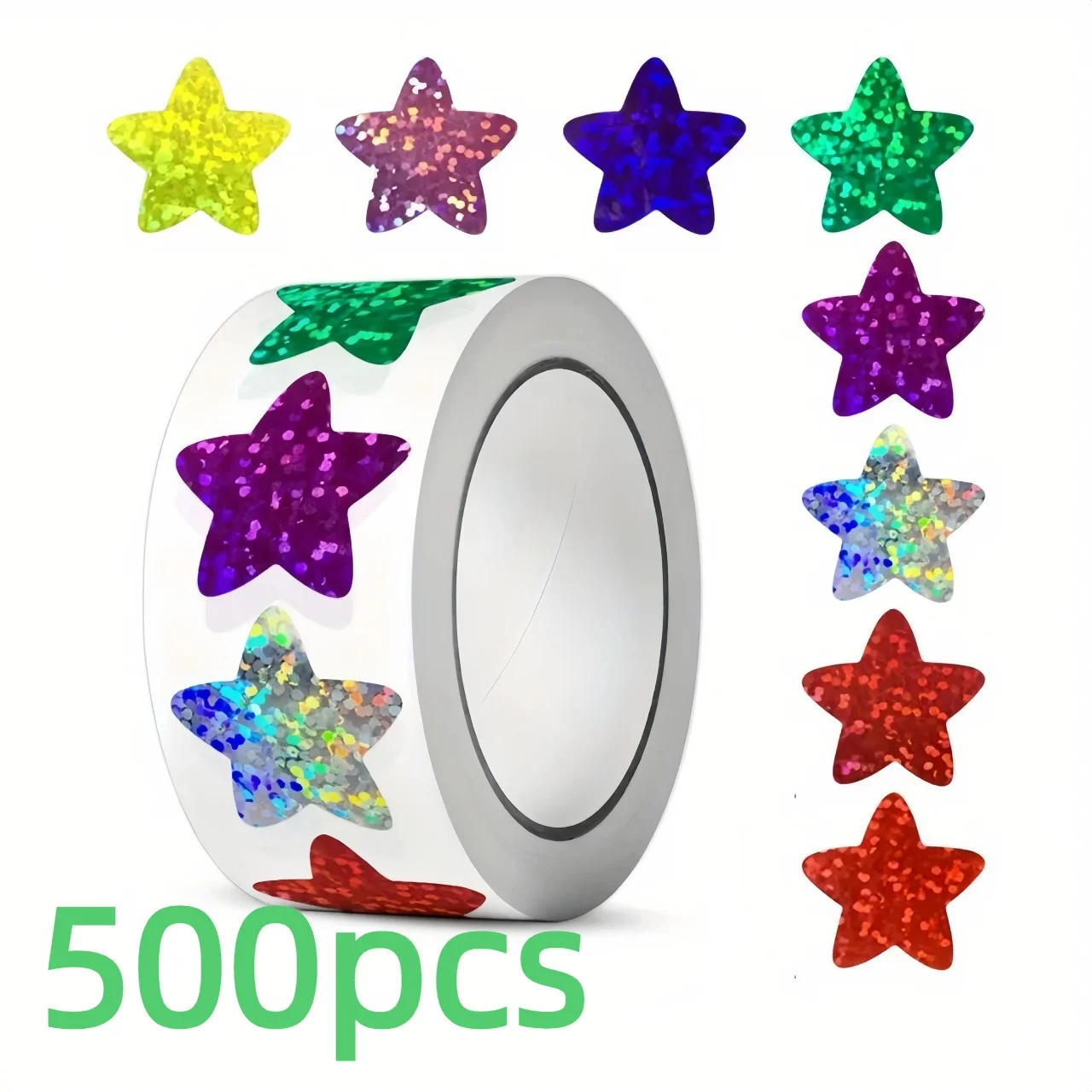 

Универсальные цветные блестящие наклейки-звездочки в рулоне, 2,5 см, 500 шт., самоклеящиеся голографические наклейки-звездочки, ширина 3 см, наклейки для творчества