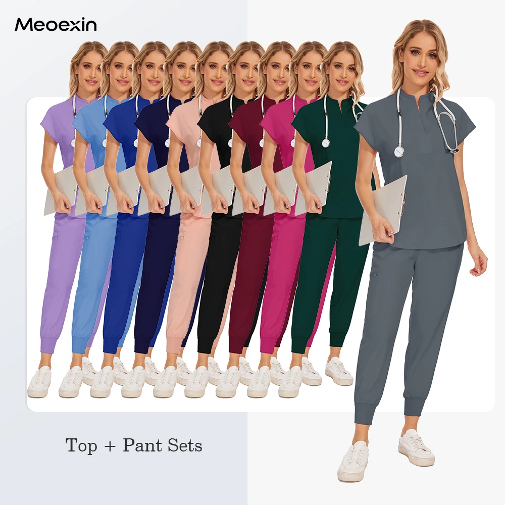 

Hot Sales Scrub Sets Dental Clinic Healthcare Workwear Soft Breathable Medical Uniform Nursing Clothing Women Elastic Nurse Set