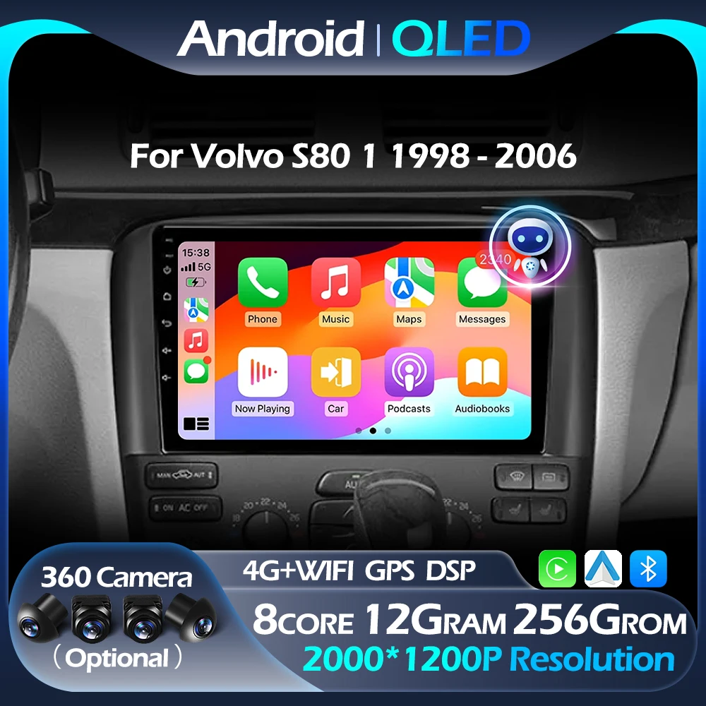 Car Radio For Volvo S80 1 1998 - 2006 Multimedia Navigation Player CarPlay Android Auto QLED WIFI DSP 4G