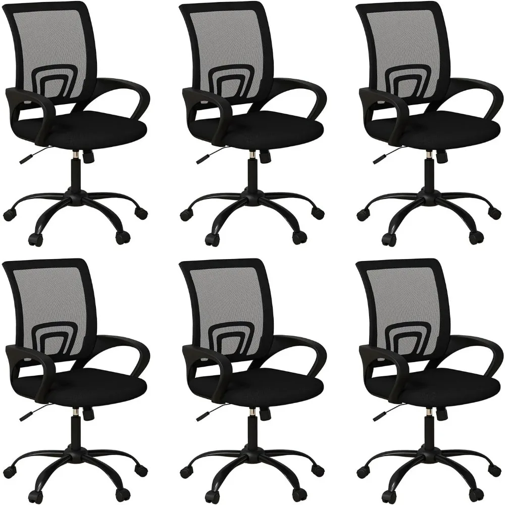 

Ergonomic Office Chairs Set of 6, Swivel Rolling Height Adjustable Conference Chairs, Mesh Computer Desk Chairs