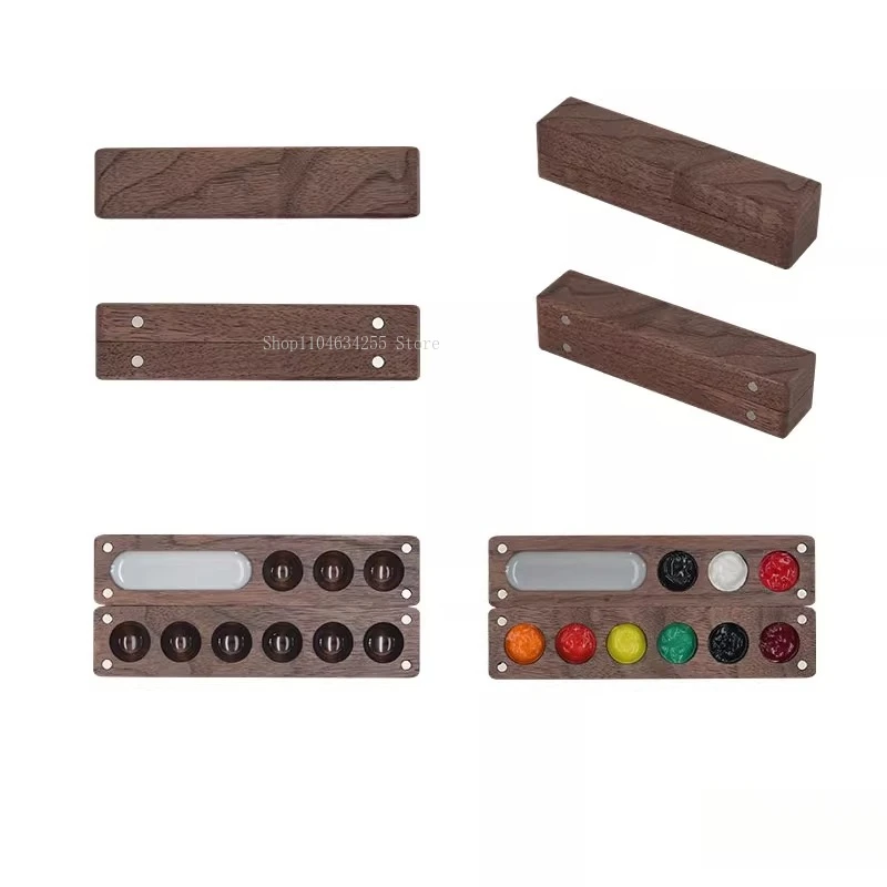 8/9/18 Grid Solid Wood Mini Travel Watercolor Pigment Box Art College Students Outdoor Sketching Portable Painting Supplies Tool - view 5