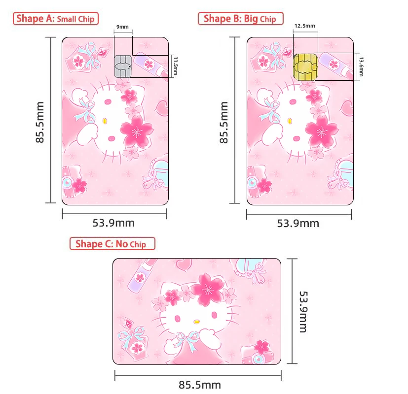 Kawaii Anime Credit Card Stickers Cute Kitty Sticker for VISA Card MasterCard Bus Bank Debit Card and Other IC Cards Decoration