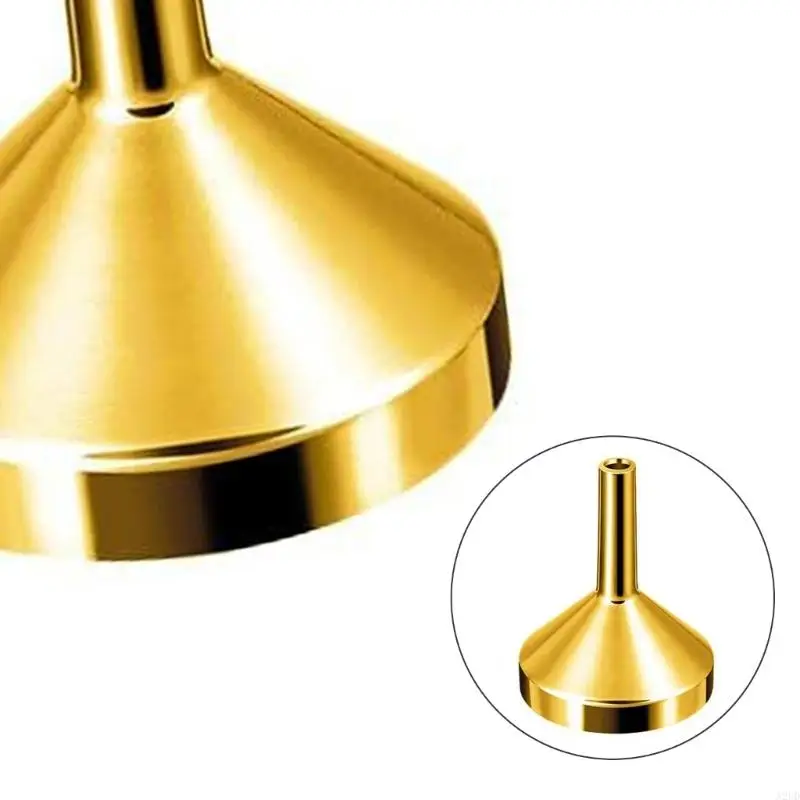 920L 10Pcs Small Metal Funnel Gold Silver Mini Funnel with 2pcs Mini Pipette Universal Funnel for Filling Small Mini Bottles