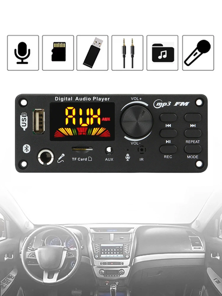 Płytka dekodera MP3 Bluetooth KEBIDU 80W, wzmacniacz, moduł muzyczny DIY do domowego odtwarzacza MP3, radia samochodowego FM, USB, mikrofon, nagrywanie rozmów, do głośnika — zdjęcie produktu 7