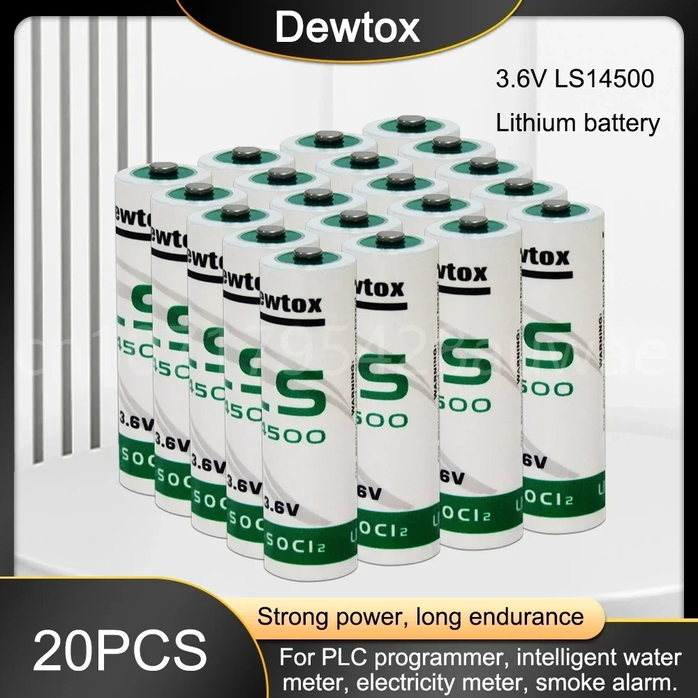 

20PCS LS14500 3.6V Lithium Battery for Gas Meter PLC Machine Tools Real Time Clock Touch Screen ER14505 Li-Ion Batteria