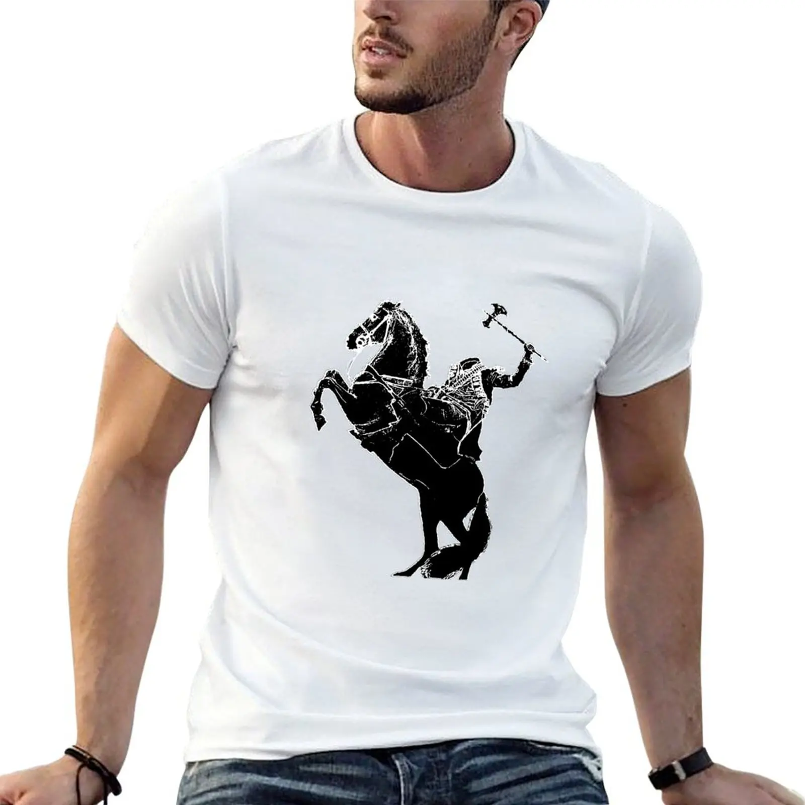 

t The tshirt cotton 100% T-Shirt Horseman shirts man Headless