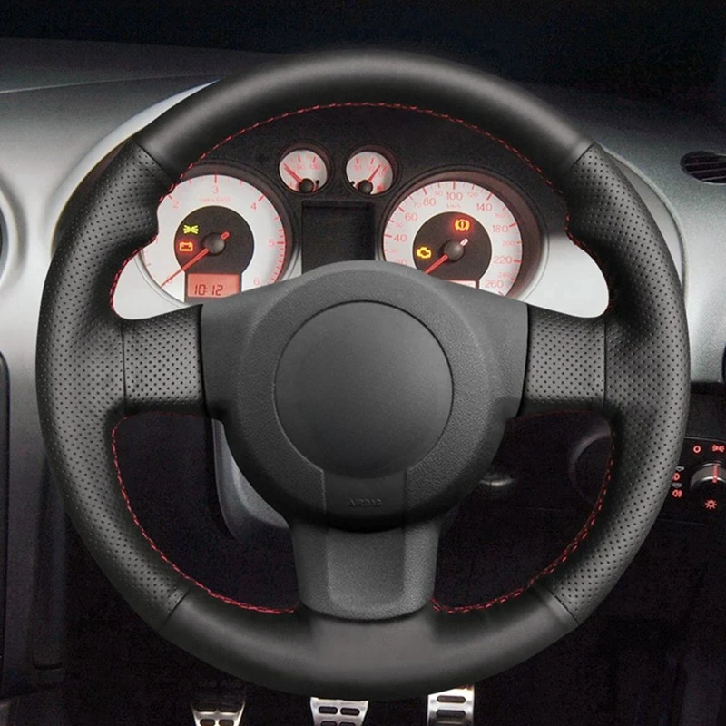 DIY Black Artificial Leather Car Steering Wheel Cover for Seat Leon (1P) FR 2007 Leon (1P) Cupra 2007 Ibiza (6L) FR 2006