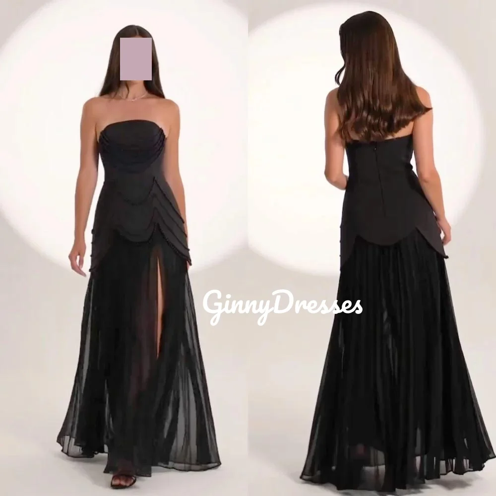 

A-Line Beadings Customize Dresses For Women Strapless Floor-Length Zipper Up Women'S Evening Dresses Sleeveless Vestidos De Fies