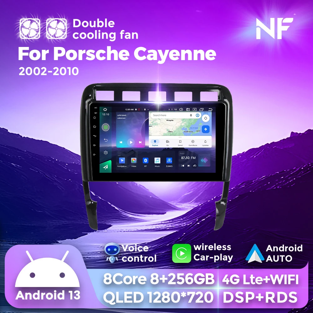 NF Android 13 9 pollici 2K sistema intelligente autoradio Carplay + lettore Video multimediale automatico adatto per Porsche Cayenne 2002-2010