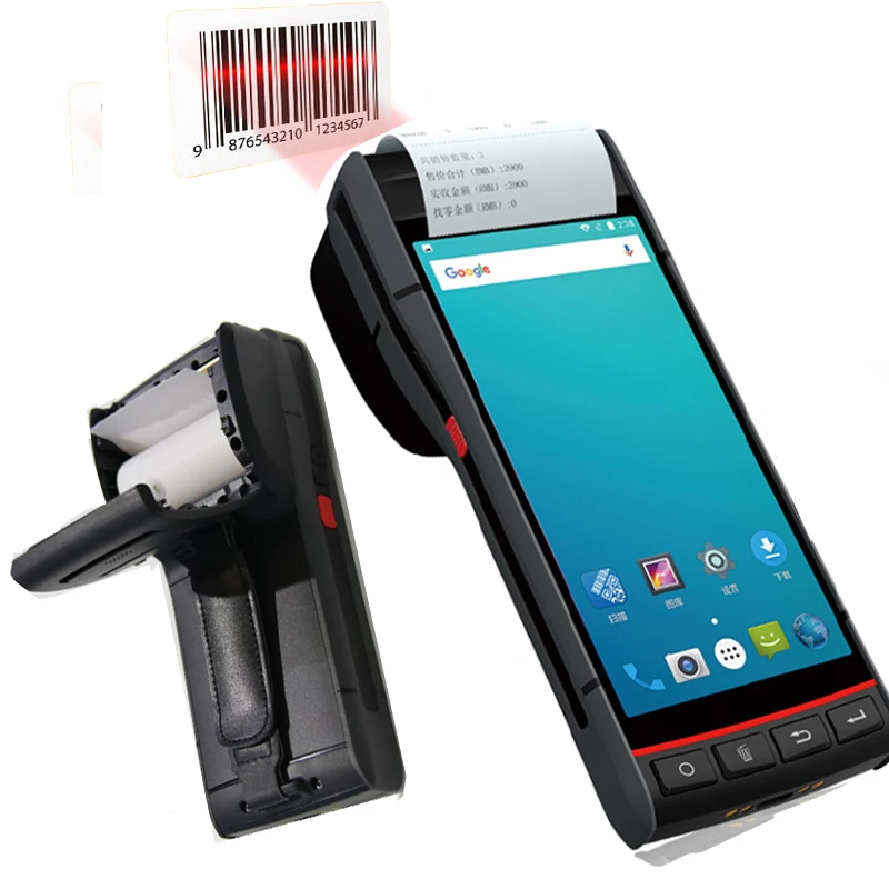 Rugged Wireless Barcode Scanner Android Pda Terminal Handheld Devices with Thermal Sticker Label Printer