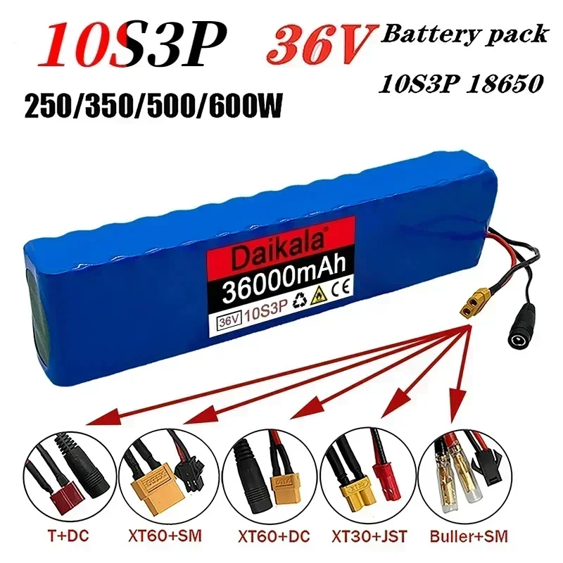 

Rechargeable Lithium Battery 10S3P 36V 36Ah 18650 600W, Used For Bicycles, Scooters, And Electric Vehicles With BMS