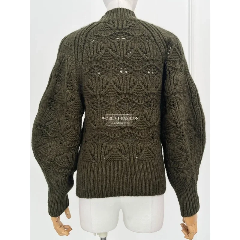 

Горячая зима2025, новый красивый темно-зеленый свитер с длинными рукавами и принтом щенка, пуловер, топы высокого качества