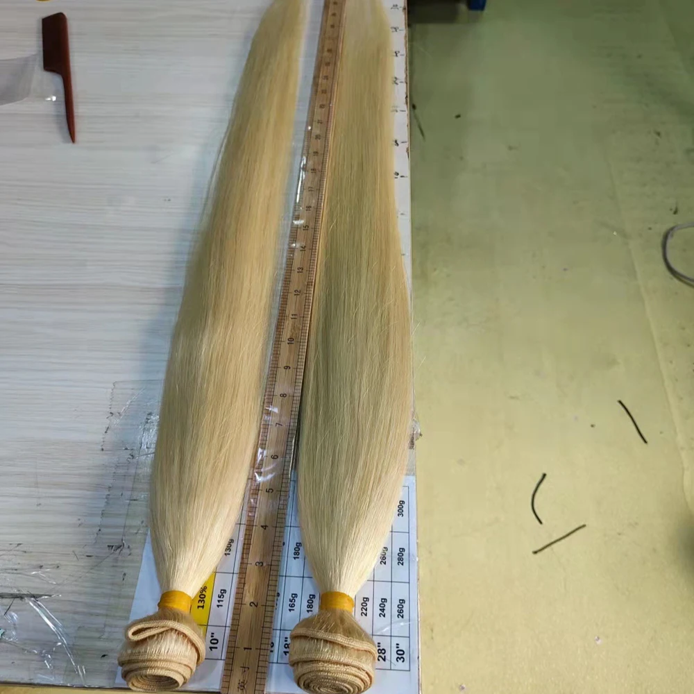 1/3개 613 블론드 번들 인모 스트레이트 10-30인치 100% 미가공 버진 인모 헤어 익스텐션 12A 등급 웨이브 풀 엔드