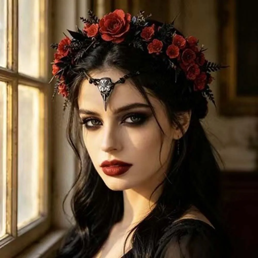 Fashion Flower Vine Elven Crown Diadem Fantasy Elf Tiara Simulate Tree Leaves Head Band Fairy Headpiece Forest Wedding