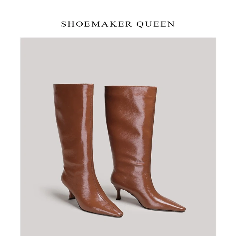 أحذية الركبة للسيدات 2025 موضة الشتاء الجديدة والترفيه والراحة، كعب متوسط وأحذية عصرية من البولي يوريثان مقاس كبير 42