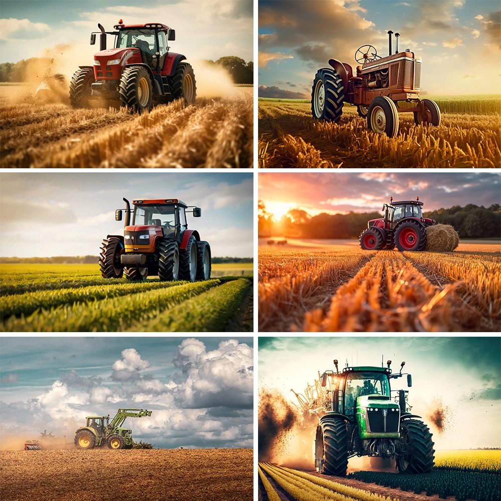 

Farm Tractor Theme Photo Backdrops Boy Birthday Construction Background Party Decor Photography Prop Photocall for Photo Studio