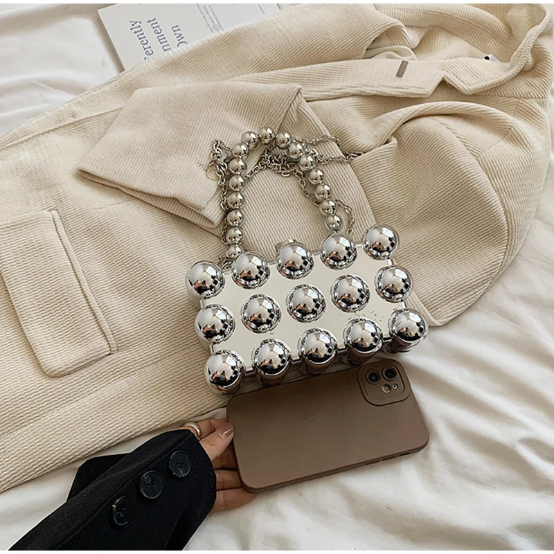 Gold Perlen Kette Bankett Geldbörse Luxus Acryl Kuchen Box Tasche Frauen Nische Design Kreative High-end-Marke Elegante Schulter handtasche – Detail 3